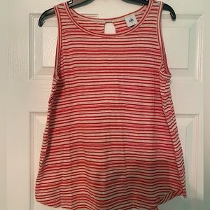 Cabi sleeveless top red cream keyhole back size L